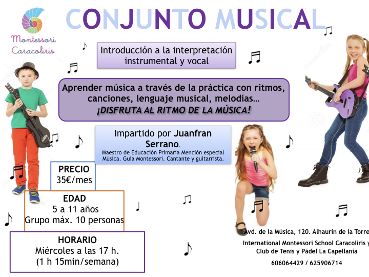 Taller conjunto musical en escuela Montessori