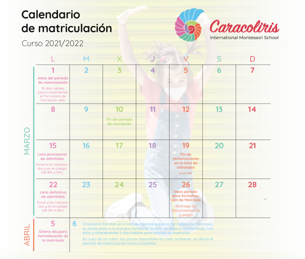 Calendario De Matriculacion 2021 22